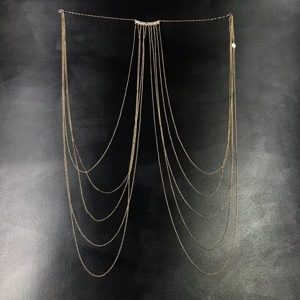 Faux Gold Adjustable Layered Body Jewelry Necklace